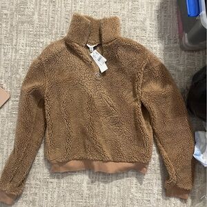 Topshop Tan faux fur teddy pullover sweater NEW